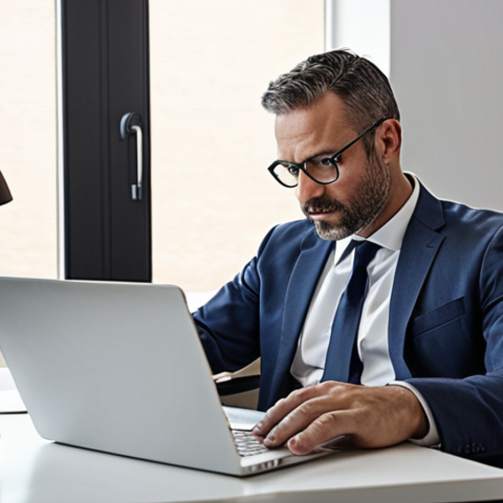 **Prompt:** A male professional consultant in his late 30s-early 40s, embodying a 'flow state.' He is seated at a clean, modern desk, deeply focused on his laptop, with a serene expression. His smartphone is faced down or clearly put away, indicating no distractions. The background is softly blurred but hints at a light-filled, organized home office or professional workspace. The overall mood is calm, productive, and balanced. High detail, realistic photography.